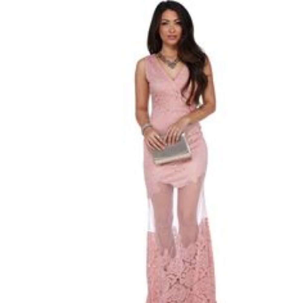 Elegant pink lace dress